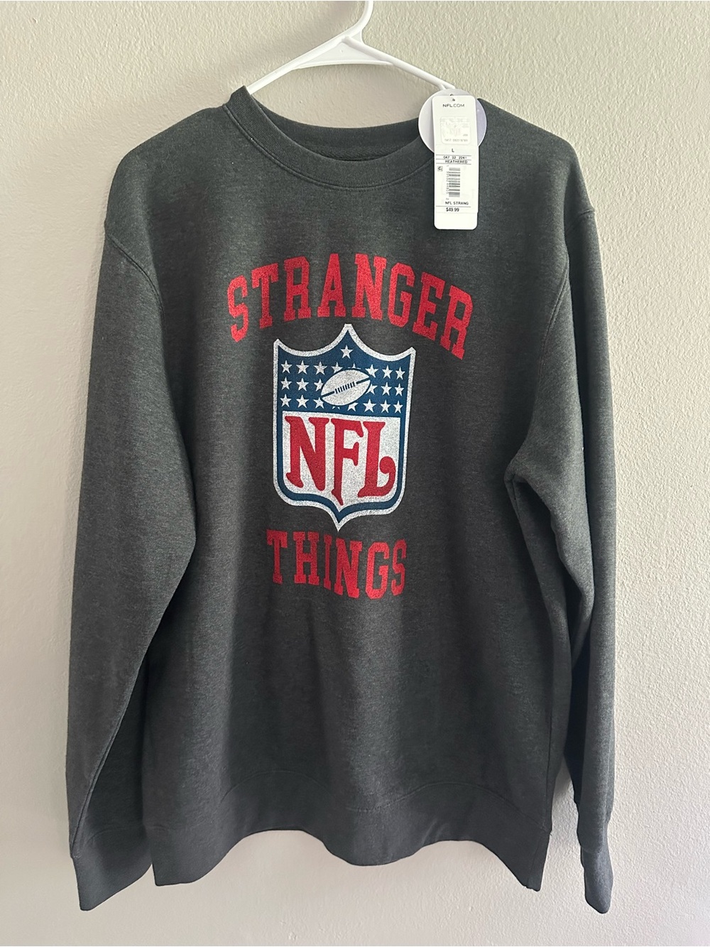 Stranger Things x NFL Charcoal Crewneck Sweatshirt